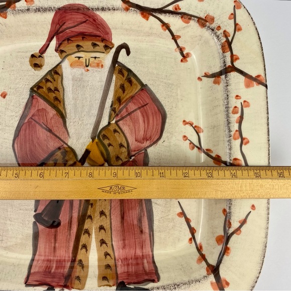 Zrike Yuletide Square Tray, large 15.5" ceramic Christmas serving tray, Italy - Picture 5 of 8